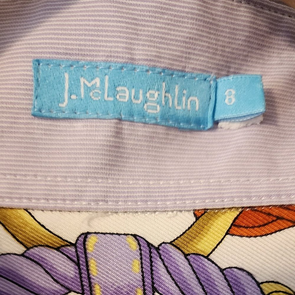 J. McLaughlin Purple Thin White Stripe Button Down Shirt with Silk cuffs Size 8 - Picture 5 of 14